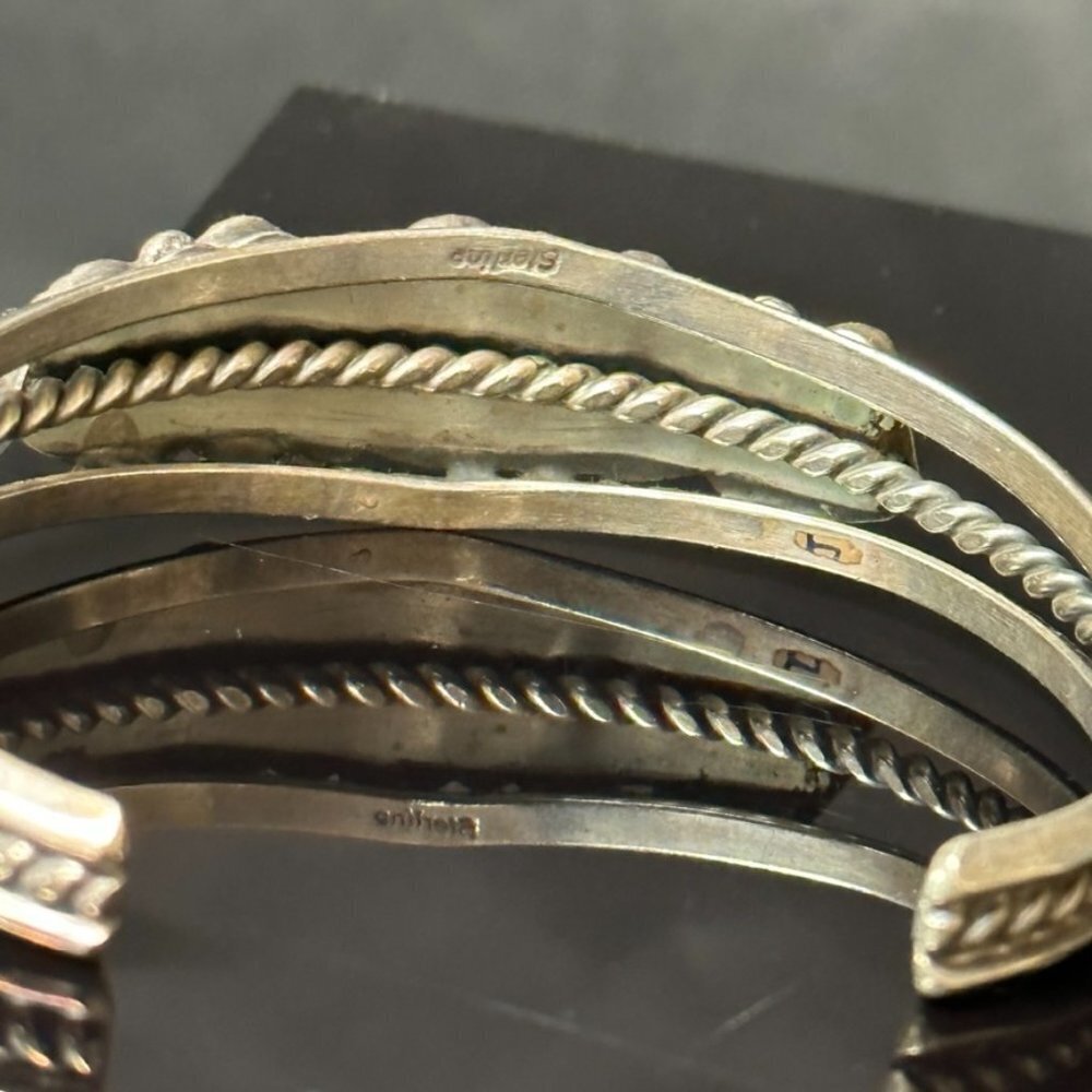 Native American Indian Sterling Silver Genuine Sleeping Beauty Turquoise Cuff - Picture 9 of 9